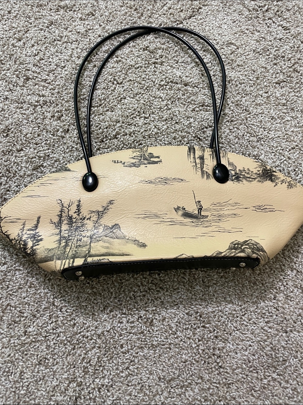 Beige Scenic Print purse